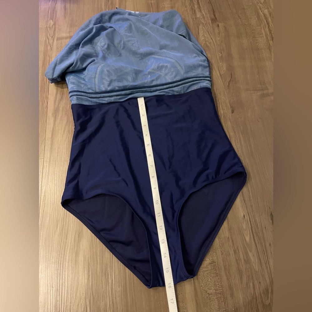 Women’s Swimdress One Piece Swimsuit Tummy Control Mesh Skirt Blue - Size Small - Picture 10 of 10